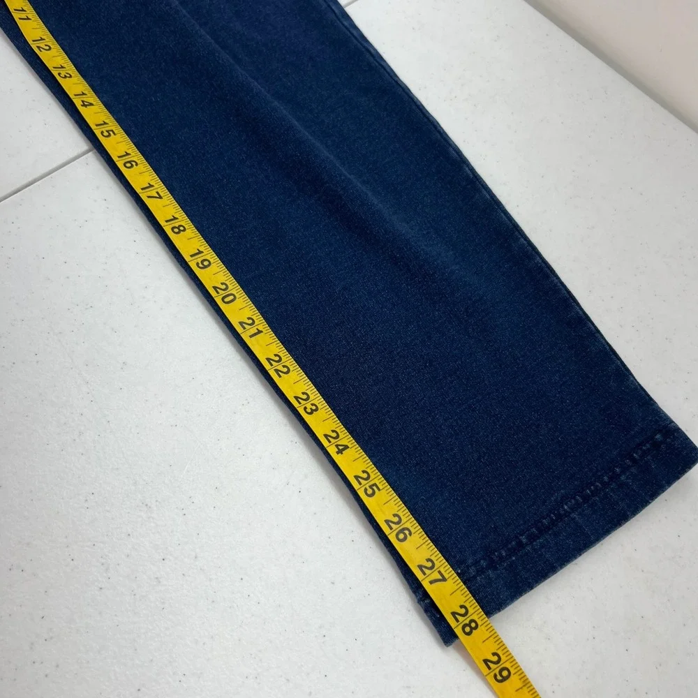 Lands End Starfish Slim Leg Pull On Jeans Dark Indigo Blue Stretch Womens Small